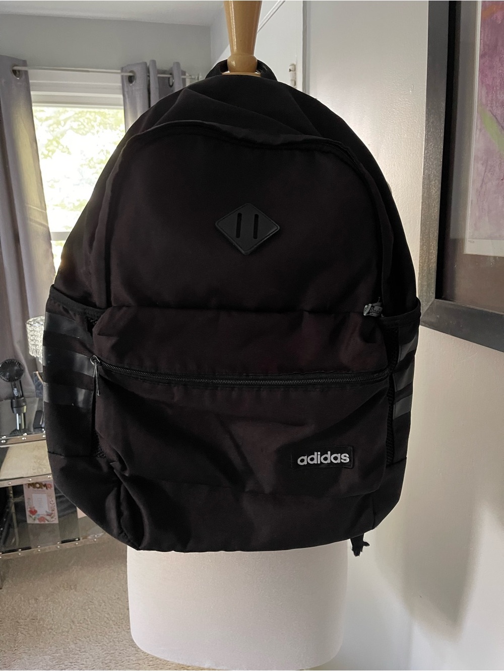 adidas Black Everyday Backpack with Front Zip Pocket